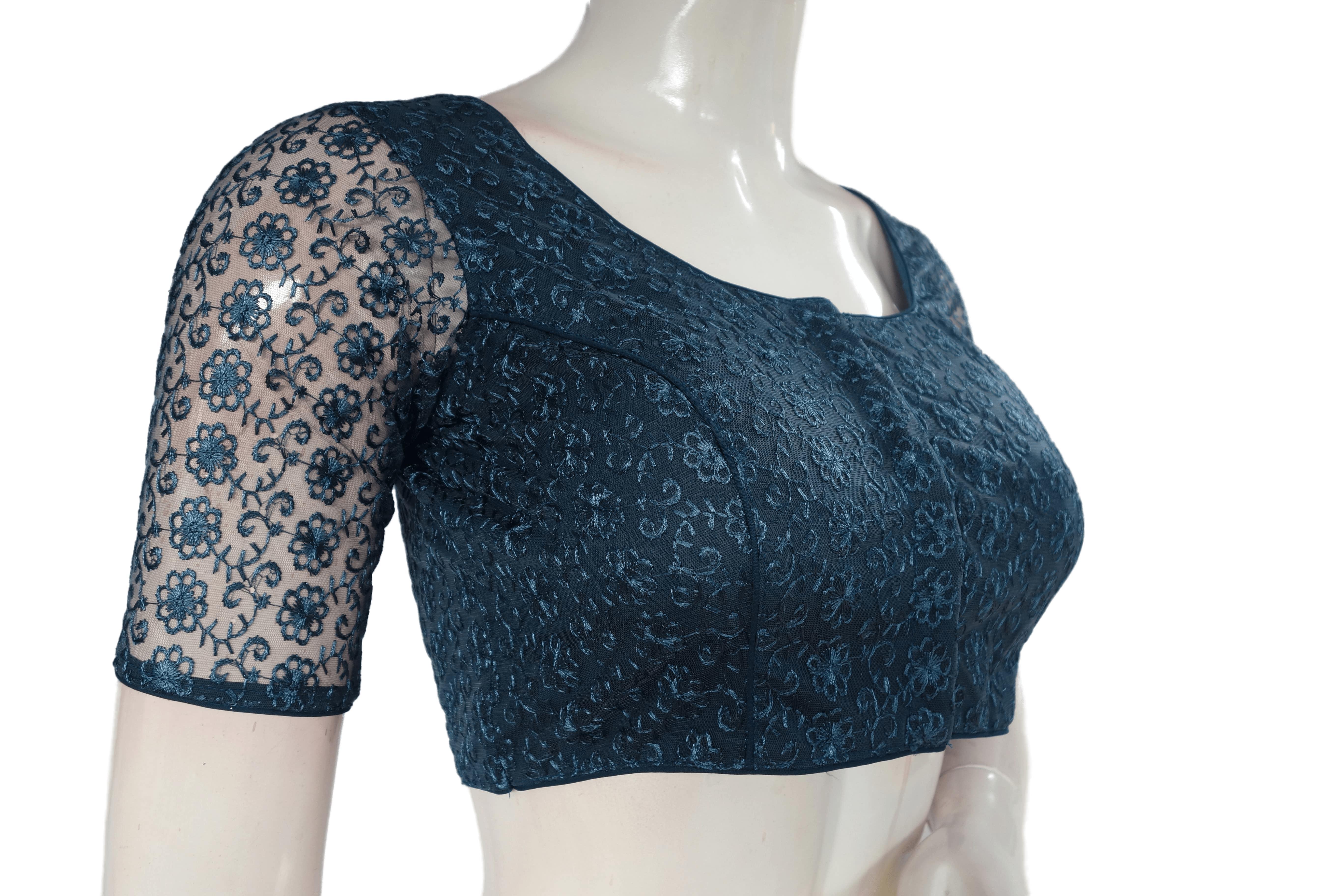 Navy Blue Net Blouse