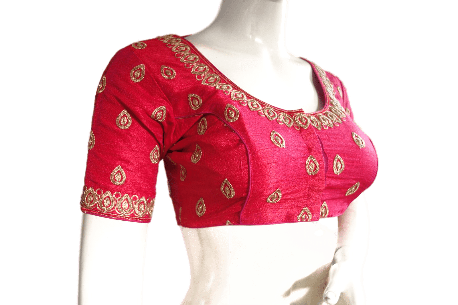 Silk Red Blouse Embroidery Designs