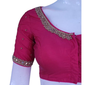 Sweet as Raspberry Pink Aari Handwork Bridal Blouse