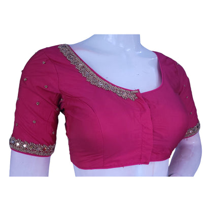 Sweet as Raspberry Pink Aari Handwork Bridal Blouse