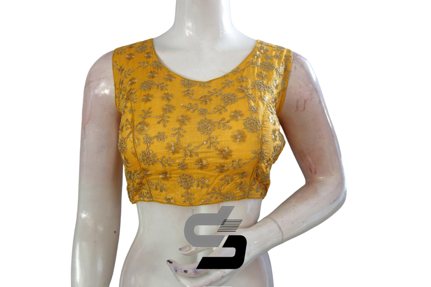 "Stunning Yellow Embroidered Readymade Saree Blouses: Perfect for Every Occasion" - D3blouses