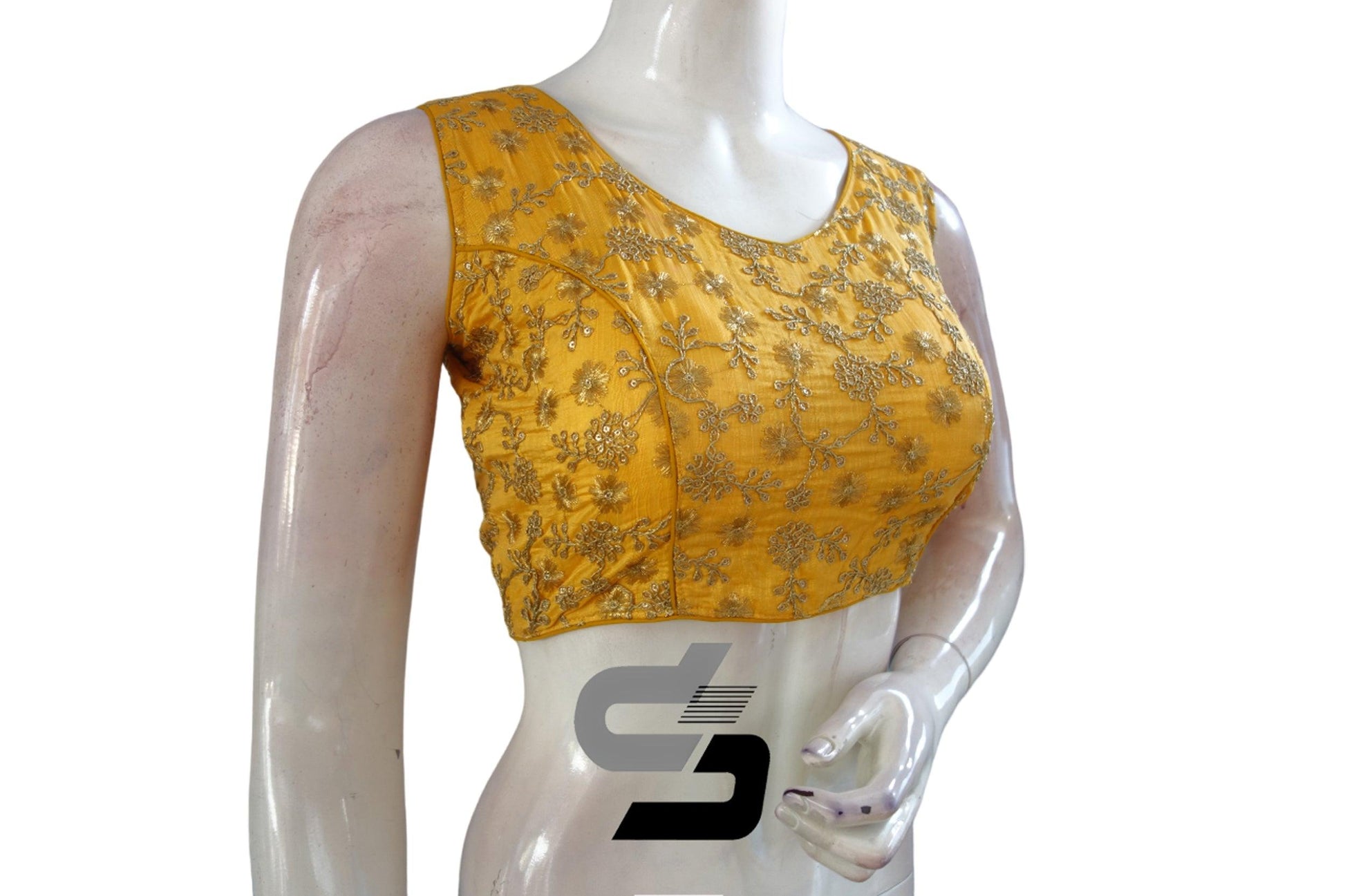 "Stunning Yellow Embroidered Readymade Saree Blouses: Perfect for Every Occasion" - D3blouses