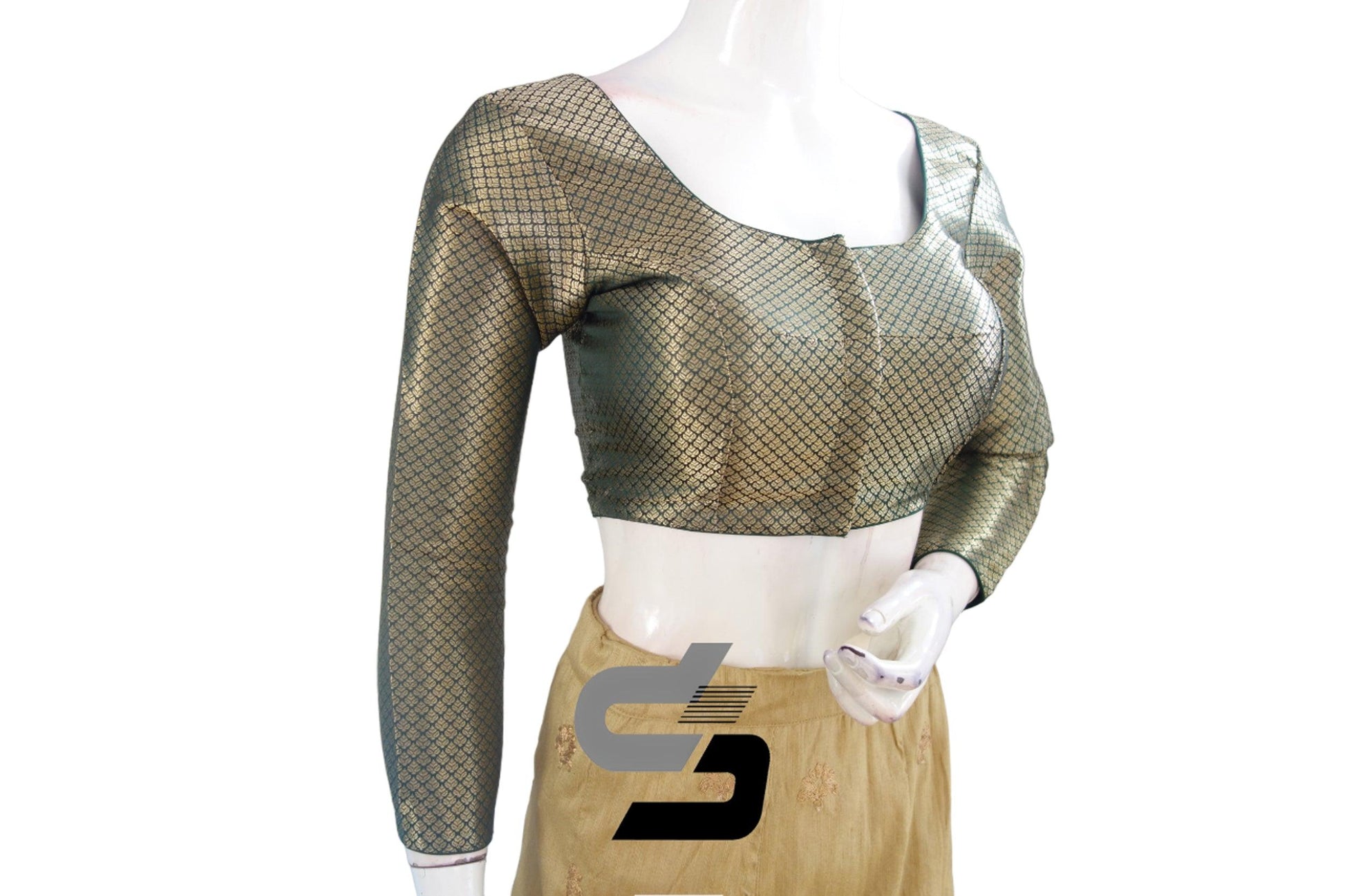 Dark Green Premium Brocade Designer Sleeves, Sophistication Personified And Be the Epitome of Style - D3blouses