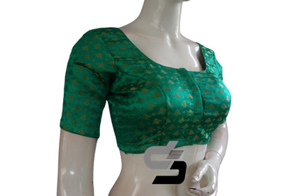 Green Color Brocade Readymade Saree Blouse - D3blouses