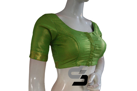 Green Color Brocade Silk Readymade Blouse With Matching Mask - D3blouses