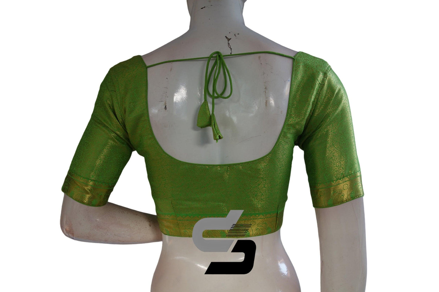 Green Color Brocade Silk Readymade Blouse With Matching Mask - D3blouses