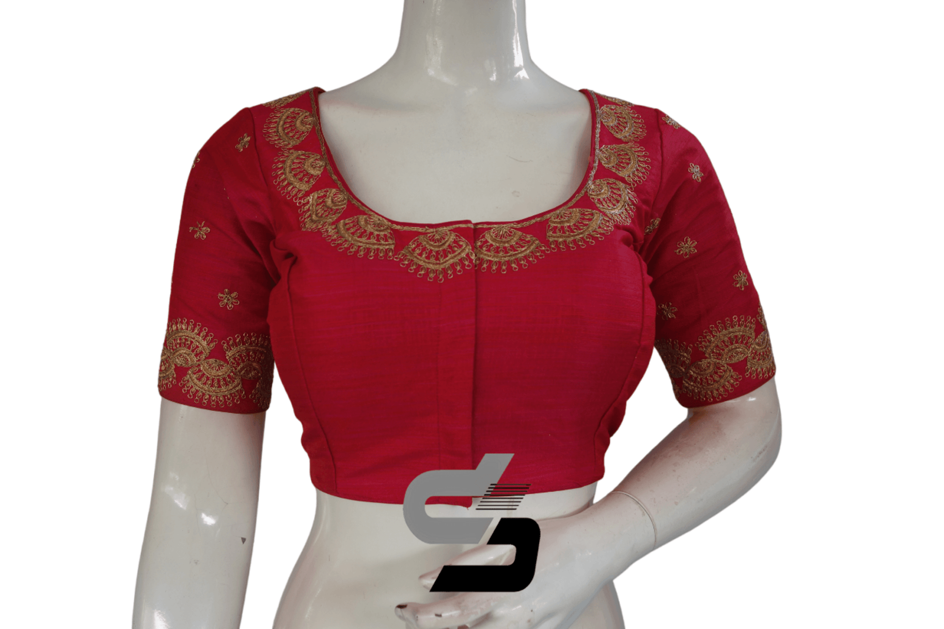 Pink Color Semi Silk Designer Embroidery Readymade Saree Blouse - D3blouses