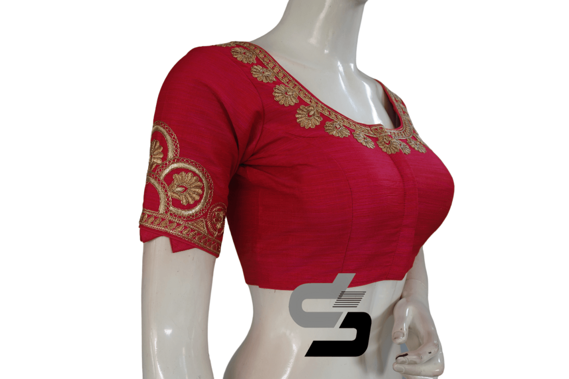 Pink Color Semi Silk Designer Embroidery Readymade Saree Blouse - D3blouses