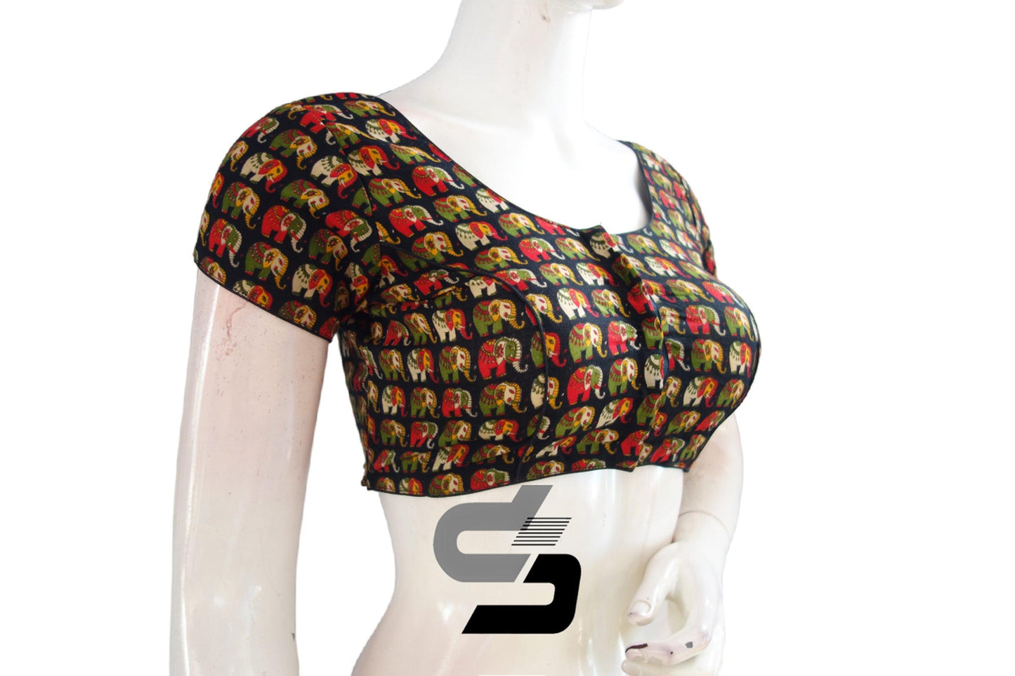 Black Color Patola Print Cotton Readymade Saree Blouse - D3blouses