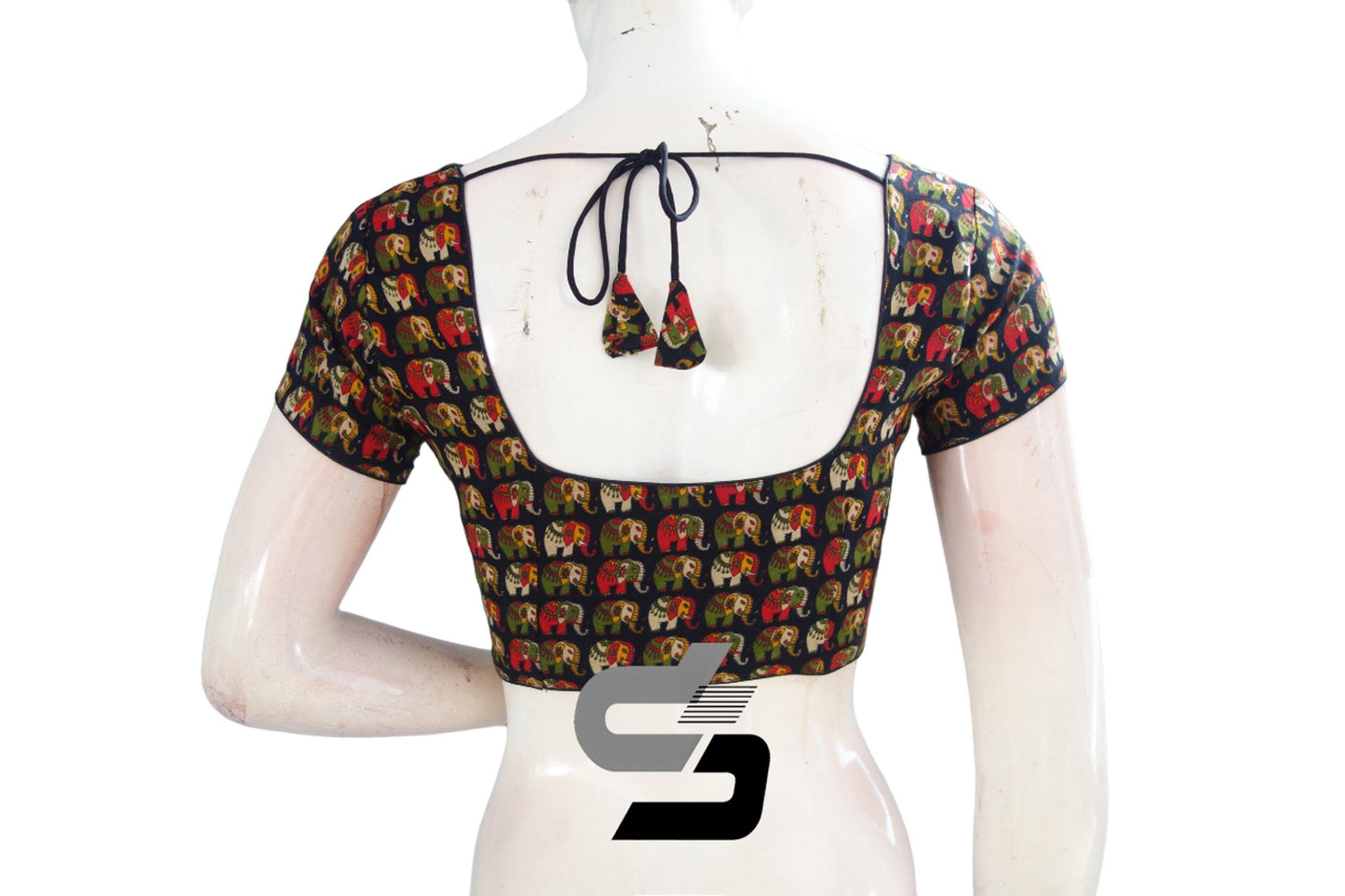 Black Color Patola Print Cotton Readymade Saree Blouse - D3blouses