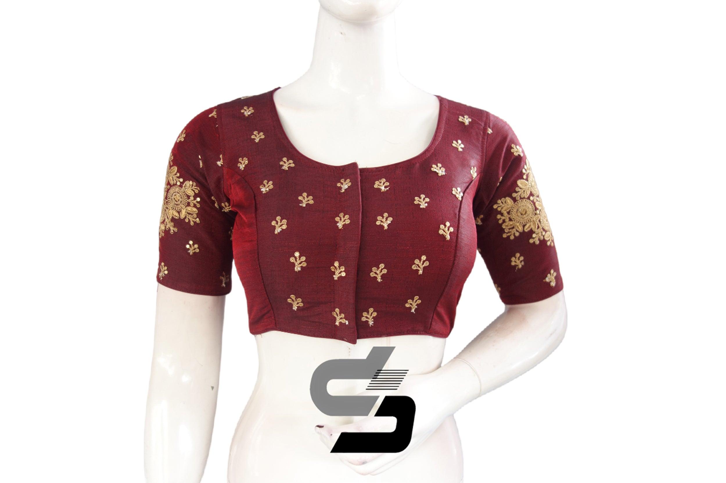 Buy Black Jacquard Embroidered Floral V Neck Saree Blouse For Women by  Nazaakat by Samara Singh Online at Aza Fashions.