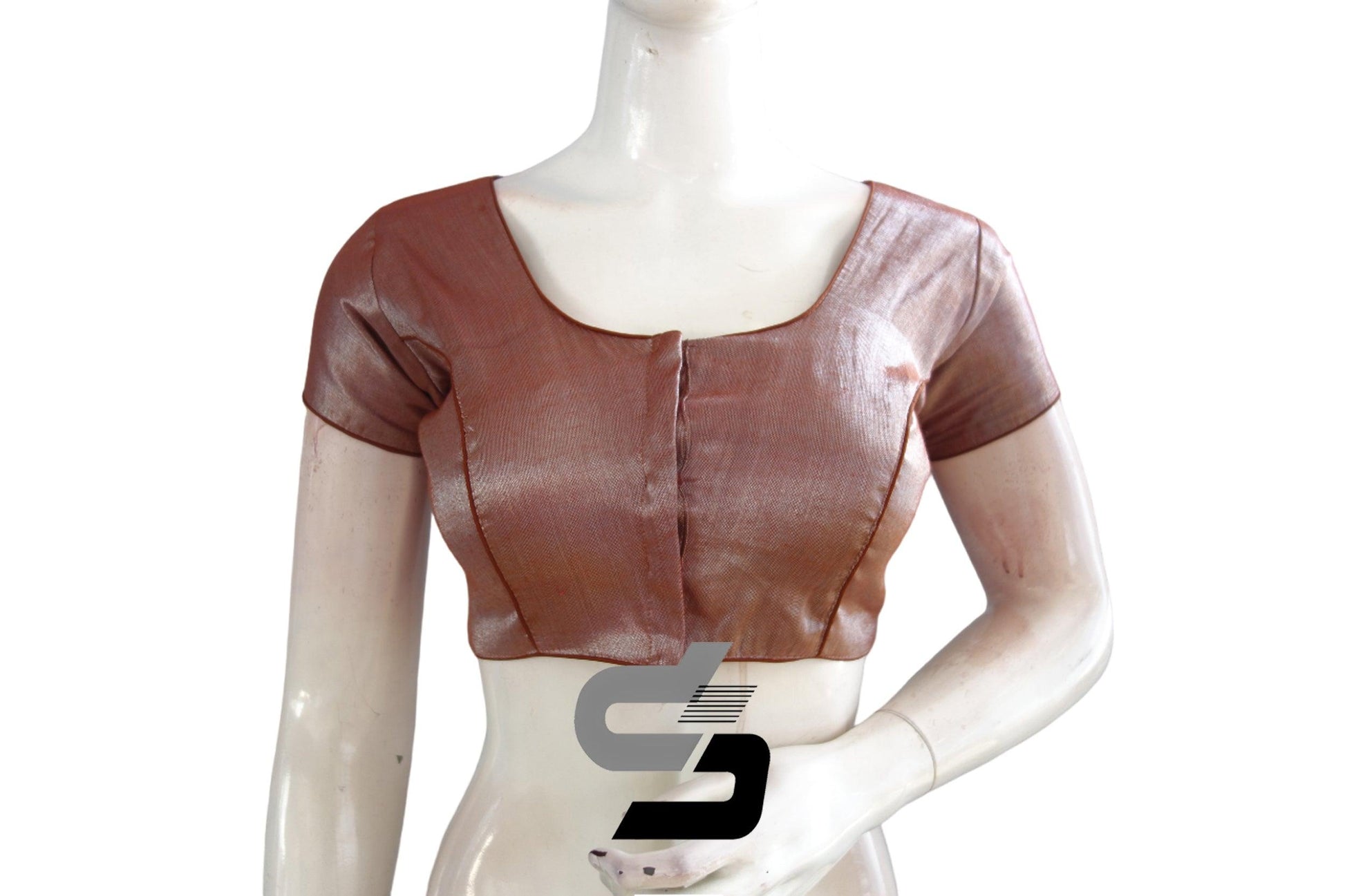 Terracotta Color Plain Tissue Readymade Blouses - D3blouses