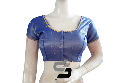 Royal Blue Color Plain Moti Tissue Readymade Blouses - D3blouses