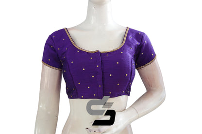 "Enchanting Purple Color Moti Stone Readymade Blouse: Effortless Sophistication for Your Wardrobe"