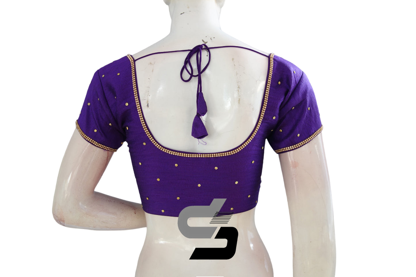 "Enchanting Purple Color Moti Stone Readymade Blouse: Effortless Sophistication for Your Wardrobe"