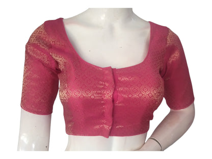 Pink Perfection: Brocade Silk Readymade Saree Blouse