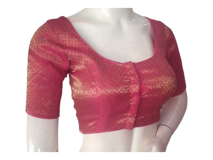 Pink Perfection: Brocade Silk Readymade Saree Blouse