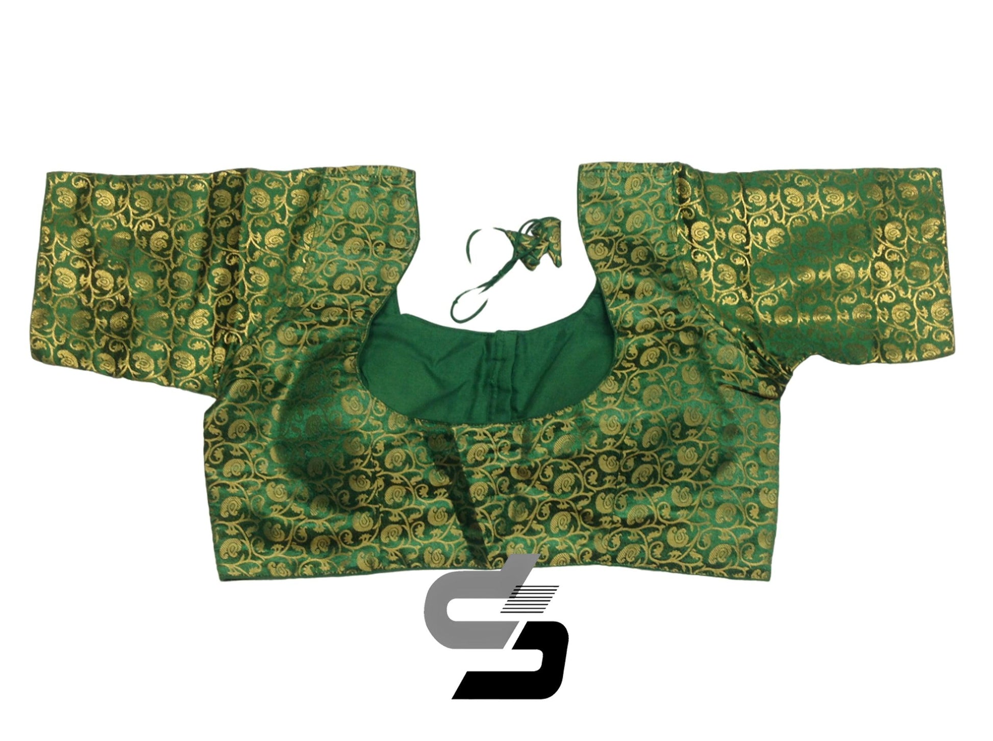 Green Plus Size Brocade Silk Saree Blouses, Indian Ethnic Wear - D3blouses