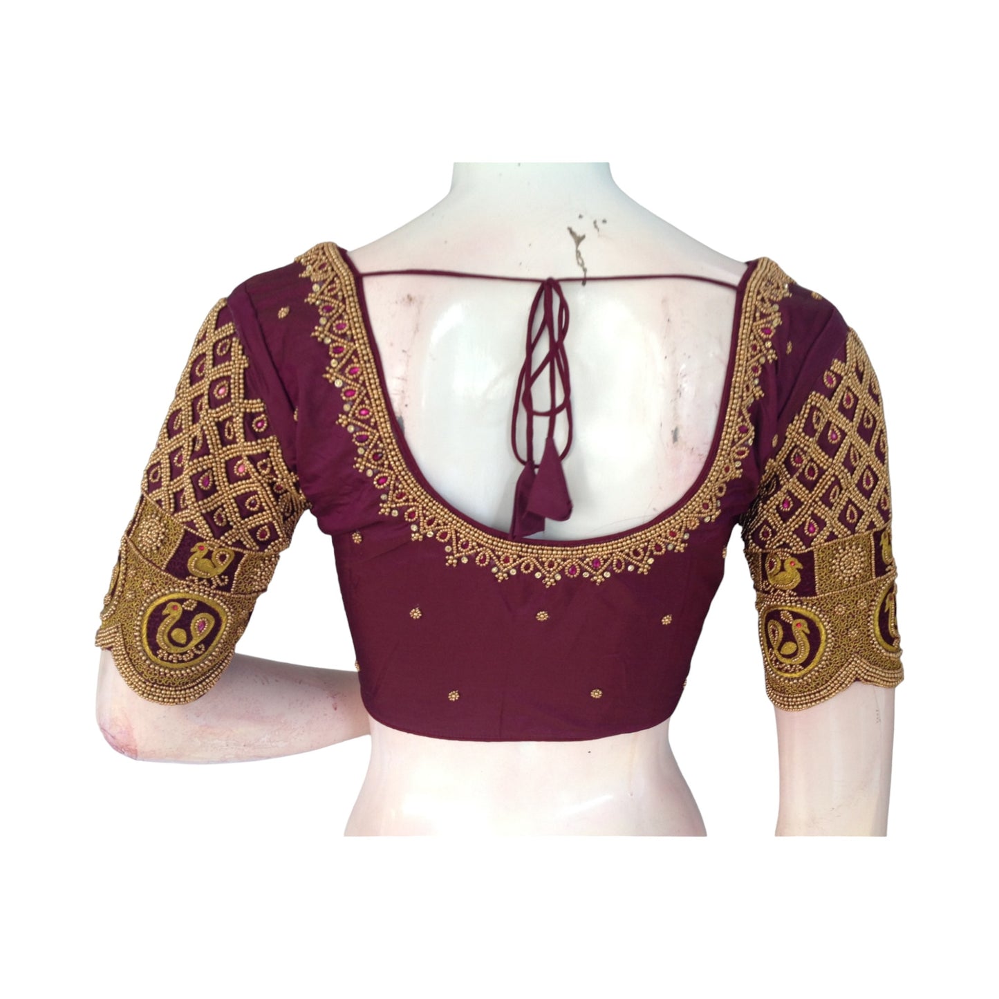 Deep Wine Aari Bridal Saree Blouse - Luxurious Elegance