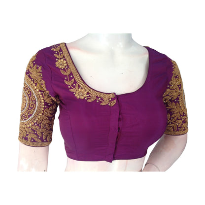 Royal Purple Aari Bridal Blouse - Ready to Wear Blouse