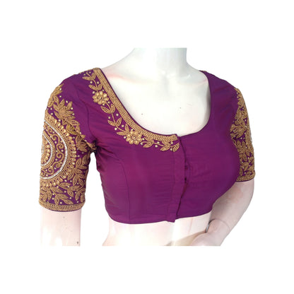 Royal Purple Aari Bridal Blouse - Ready to Wear Blouse