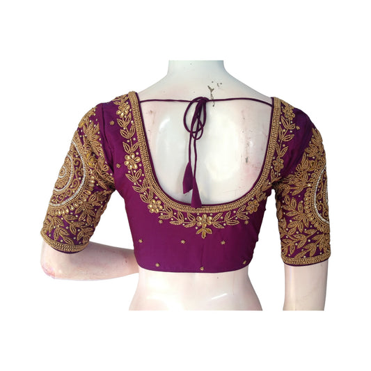 Royal Purple Aari Bridal Blouse - Ready to Wear Blouse