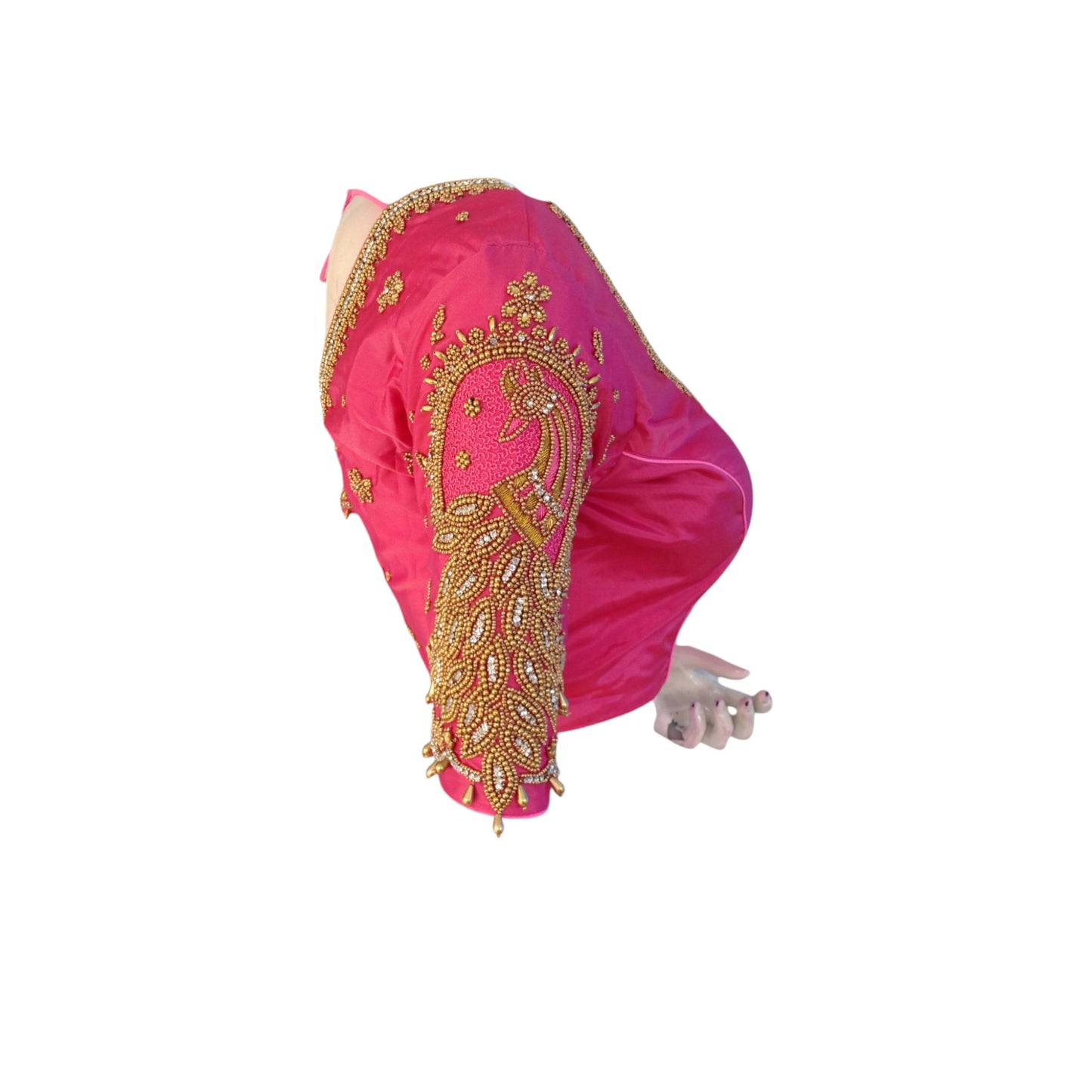 Pink Color Handcrafted Aari HandWork Bridal Saree Blouse