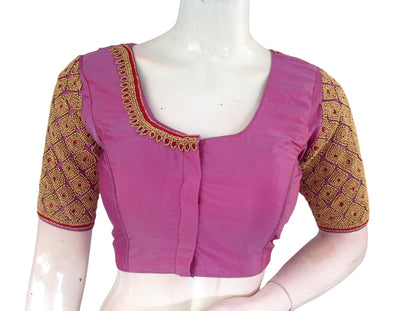 Onion Pink Aari Handwork | Wedding Saree Blouse