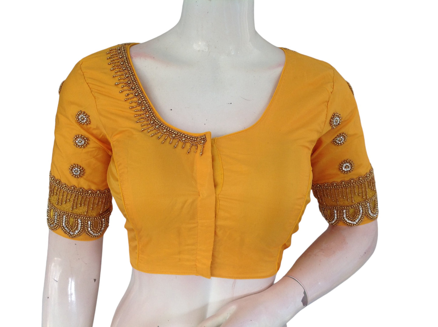 Yellow Aari Handwork | Trendy Bridal Saree Blouse