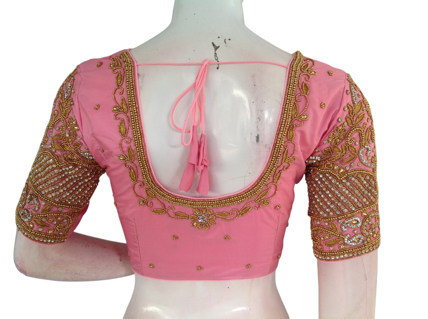 Baby Pink Aari Handwork | Trendy Bridal Saree Blouse (Copy)