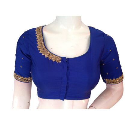 Sapphire Sparkle: Aari Embroidered Bridal Blouse