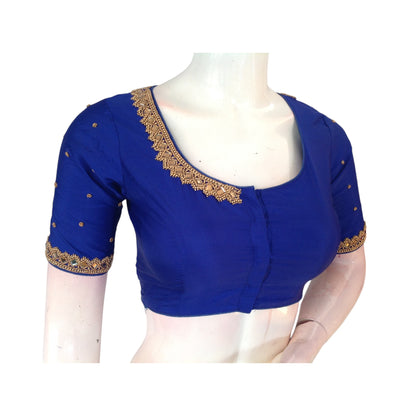 Sapphire Sparkle: Aari Embroidered Bridal Blouse