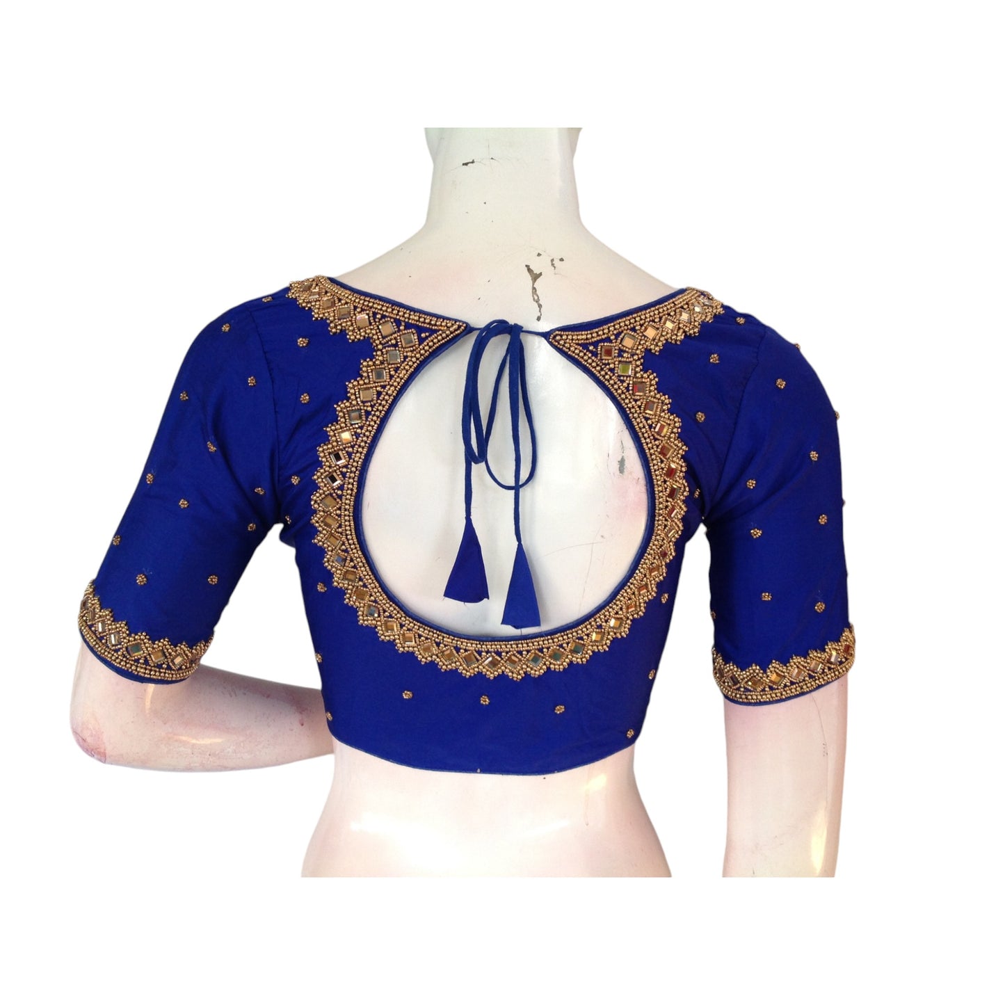 Sapphire Sparkle: Aari Embroidered Bridal Blouse