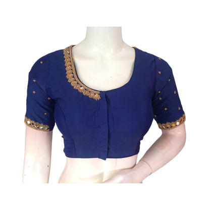 Navy Blue Rhapsody: Aari Embroidered Bridal Blouse