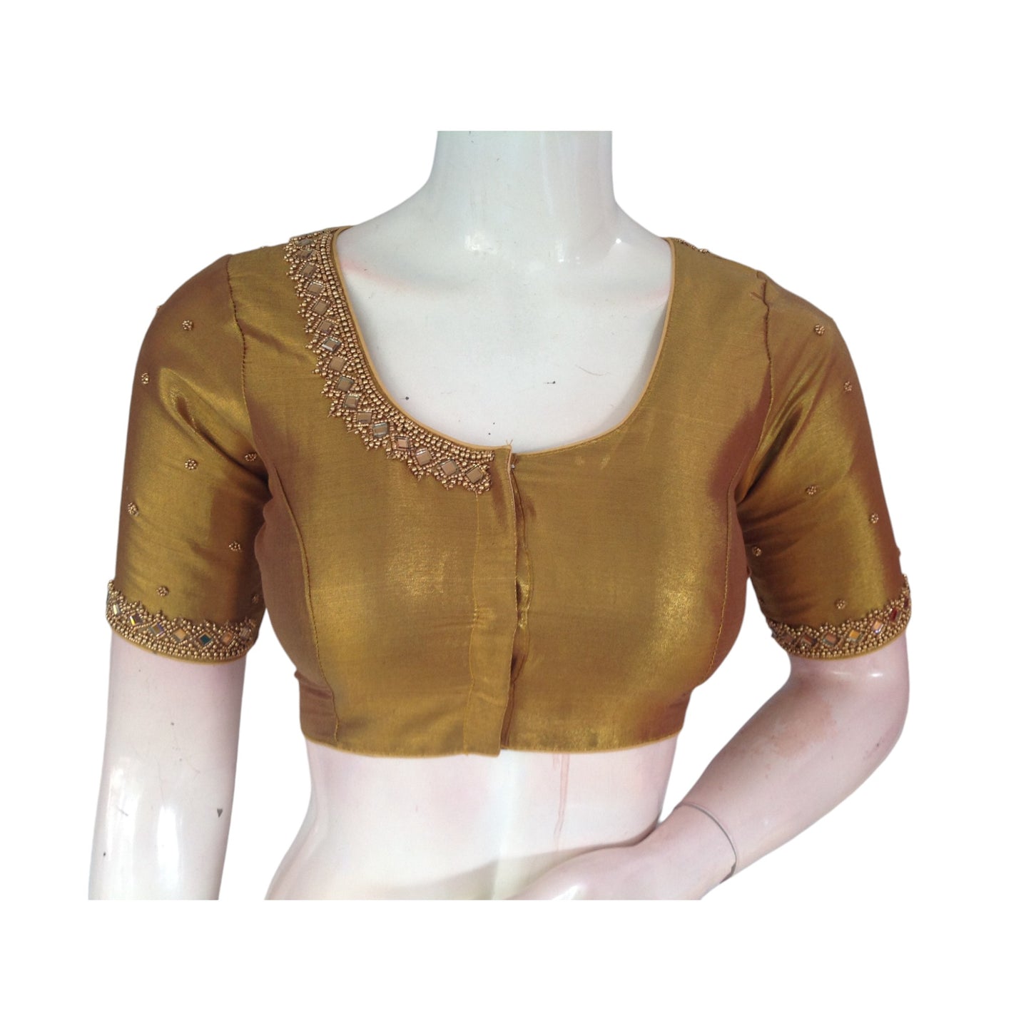 Golden Glam: Tissue Silk Mirror-Work Bridal Blouse