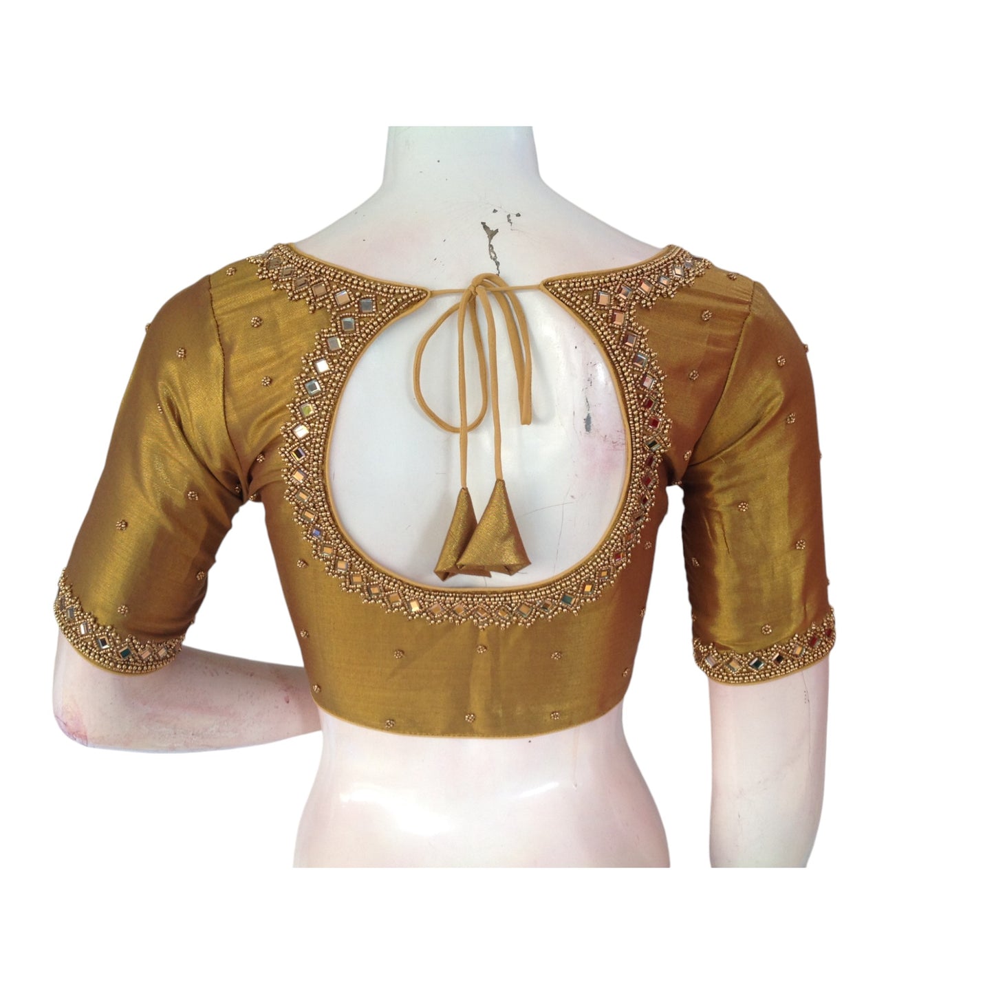 Golden Glam: Tissue Silk Mirror-Work Bridal Blouse