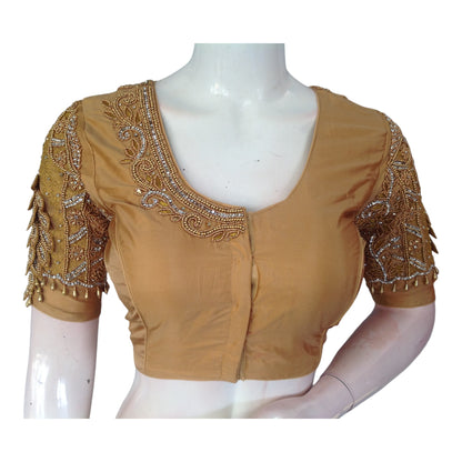 Golden Grace: Aari Embroidered Bridal Silk Blouse