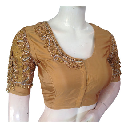 Golden Grace: Aari Embroidered Bridal Silk Blouse