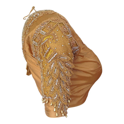 Golden Grace: Aari Embroidered Bridal Silk Blouse