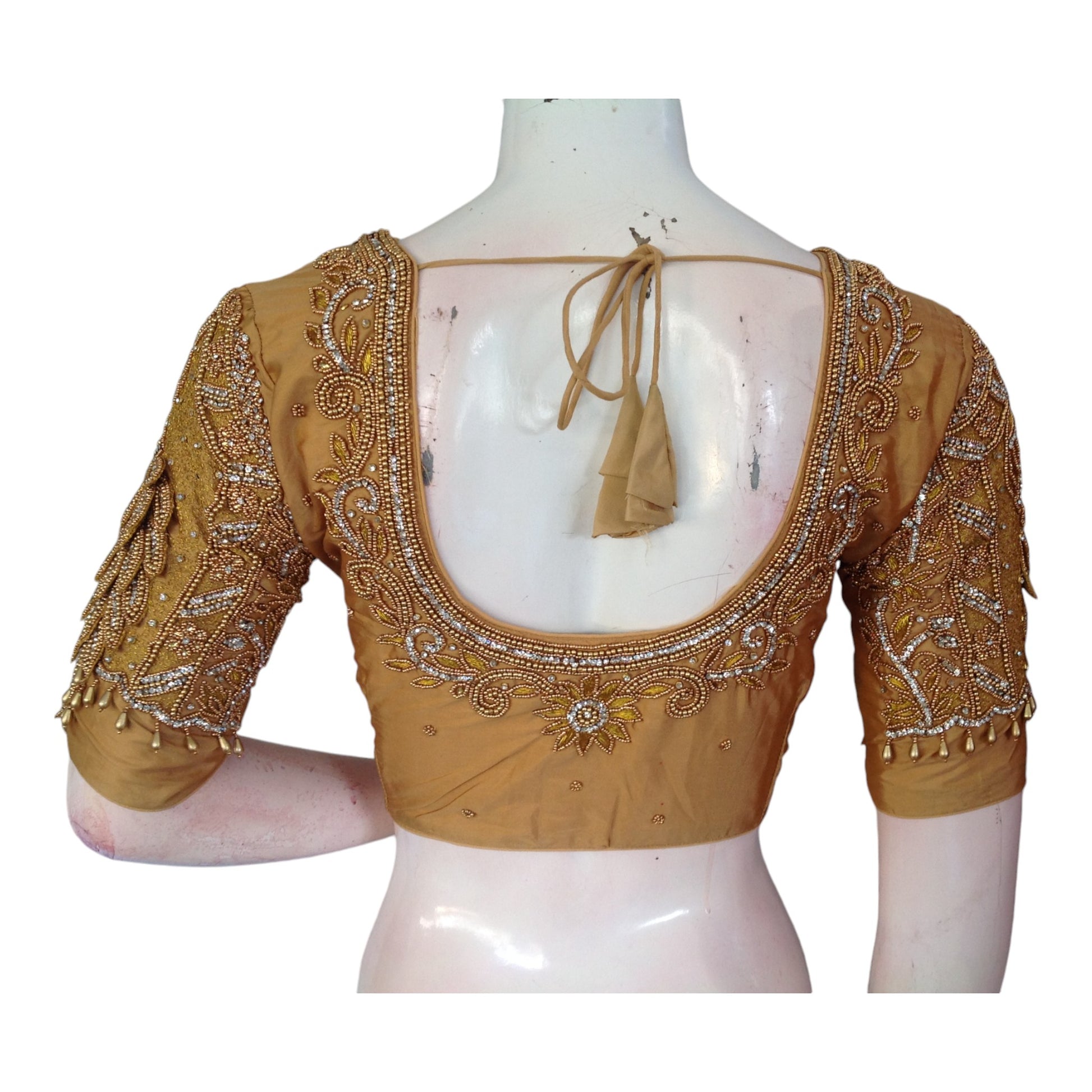 Golden Grace: Aari Embroidered Bridal Silk Blouse