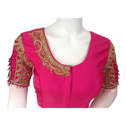 Radiant Ruby: Aari Embroidered Bridal Blouse