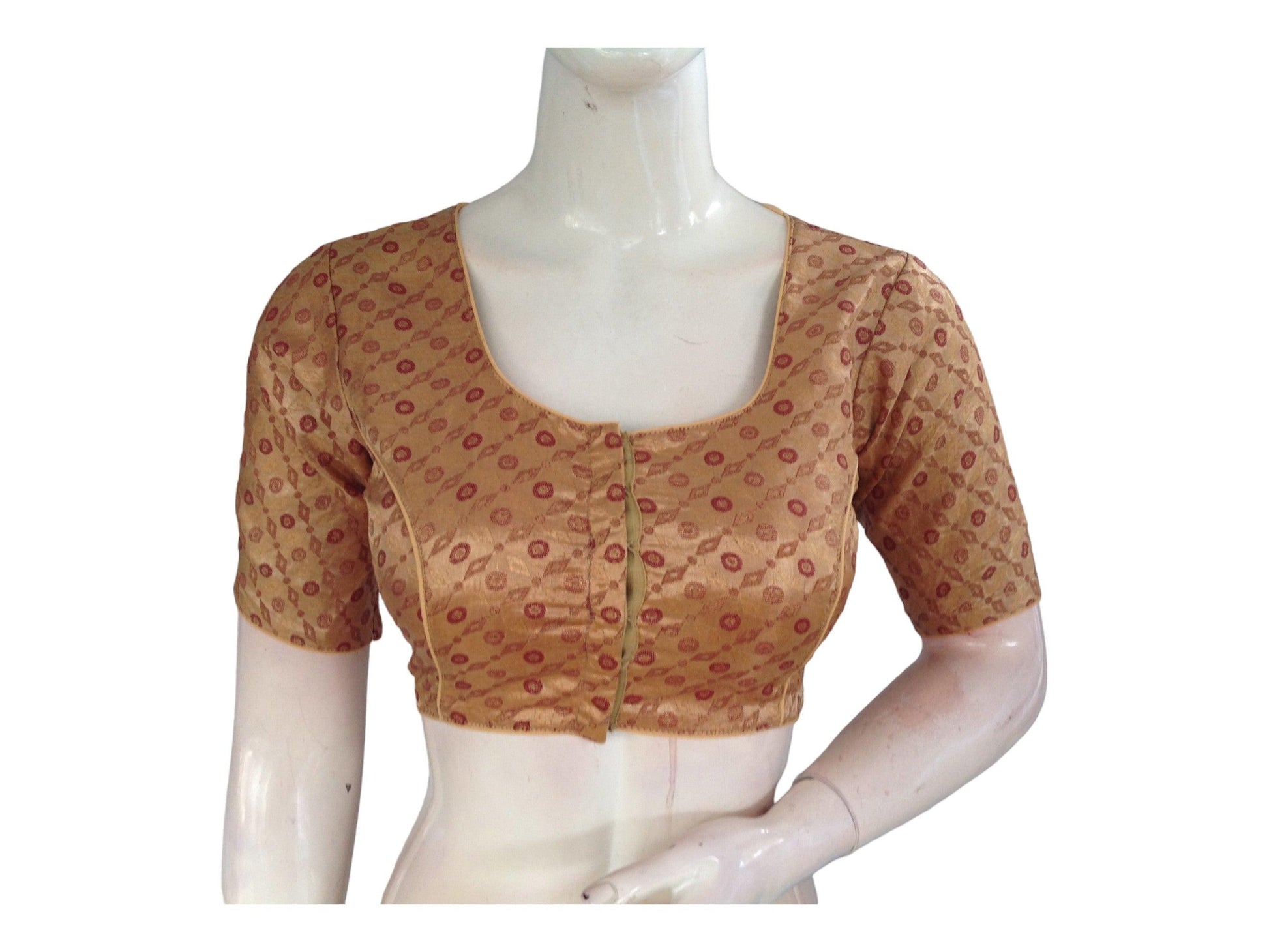 Gold Color Brocade Readymade Saree Blouse, Indian Ethnic Blouse Online - D3blouses