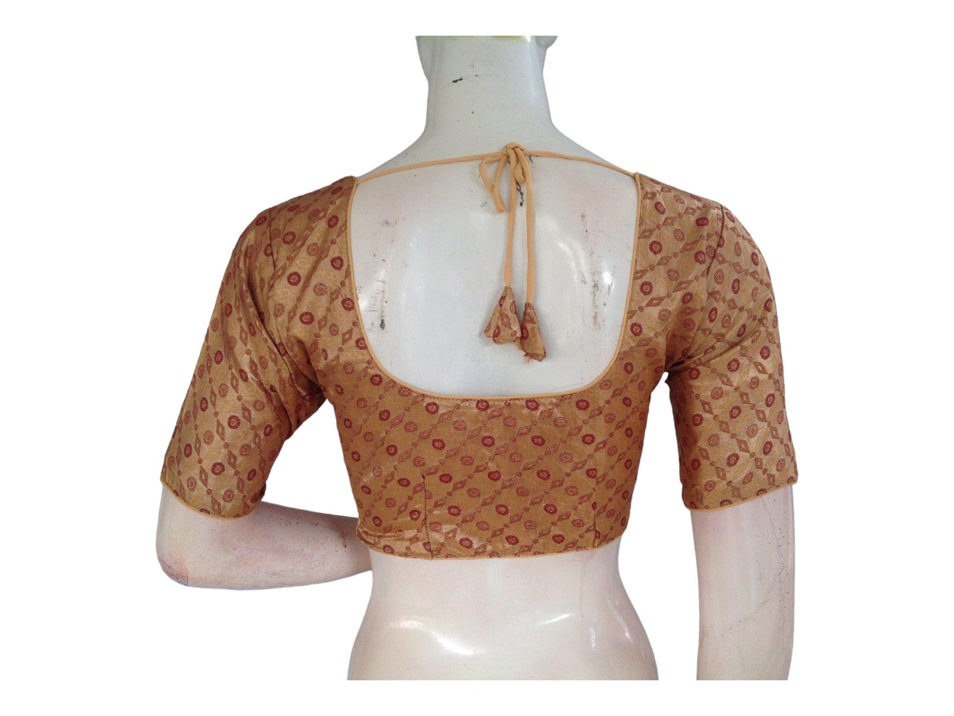 Gold Color Brocade Readymade Saree Blouse, Indian Ethnic Blouse Online - D3blouses