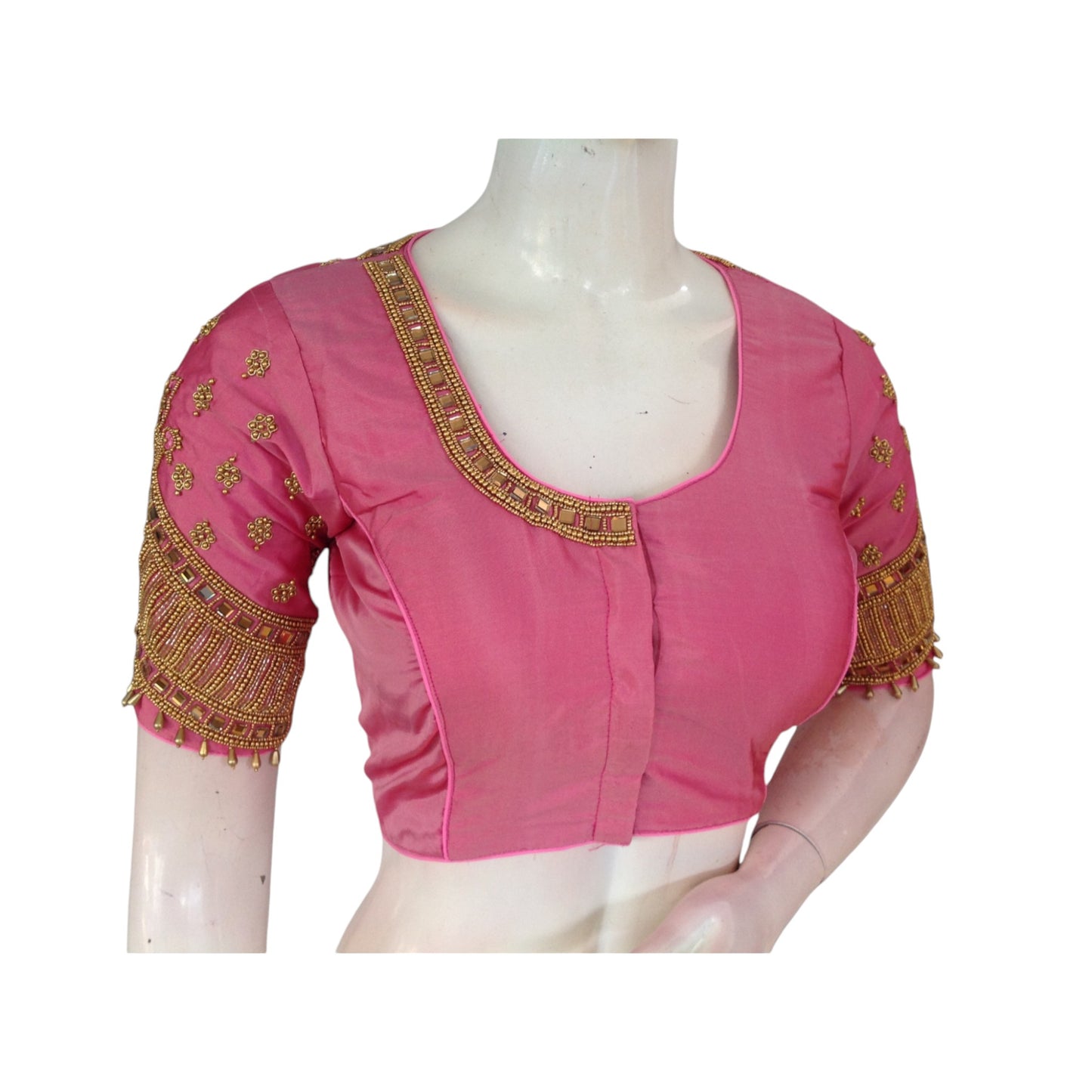 Pastel Magenta Aari Work Blouse: A Feminine Touch