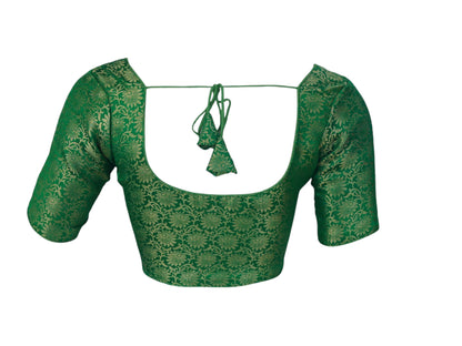 Emerald Green Brocade Silk Blouse | Ready to Wear Blouse