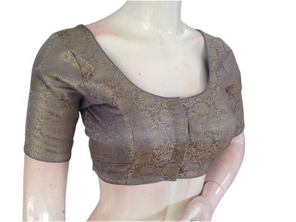 Elegant Grey Brocade Silk Blouse | Ready to Wear Blouse