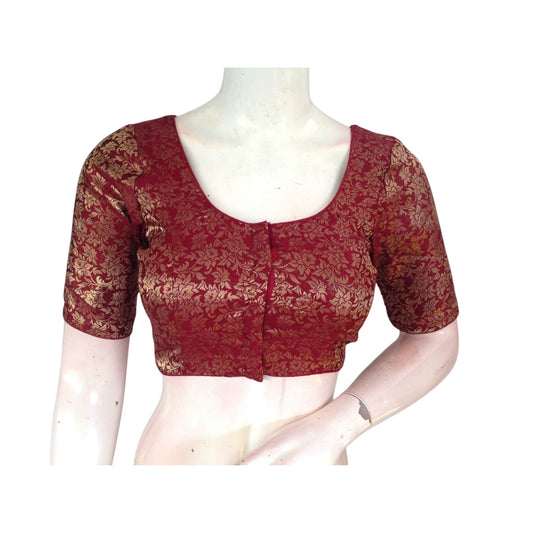 Maroon Magic: Brocade Silk Ready made Saree  Blouses