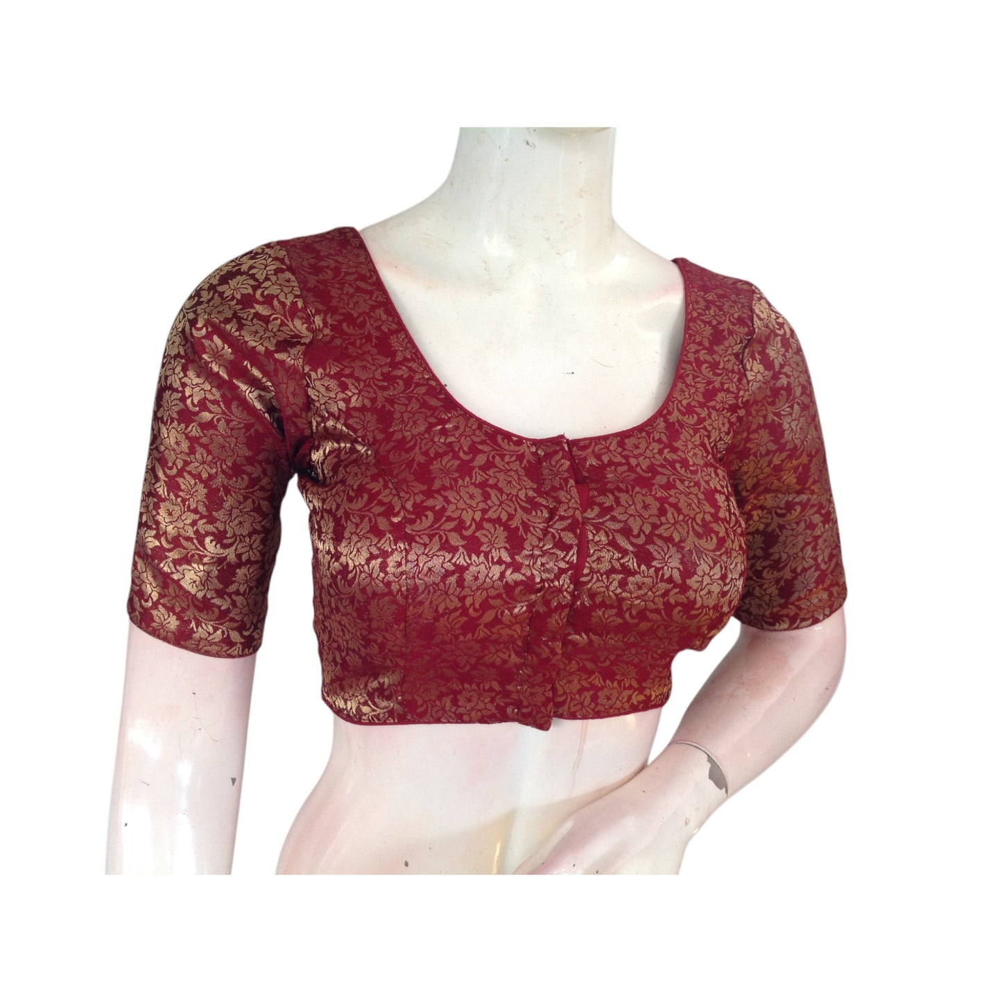 Maroon Magic: Brocade Silk Ready made Saree  Blouses