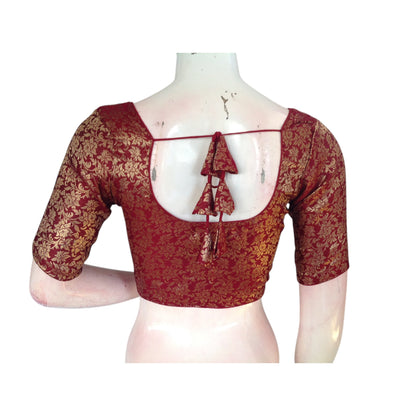 Maroon Magic: Brocade Silk Ready made Saree  Blouses