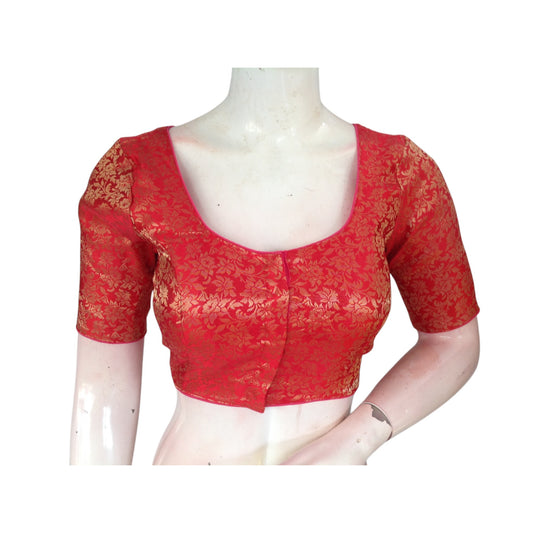 Peachy Perfection: Brocade Silk Ready made Saree Blouses